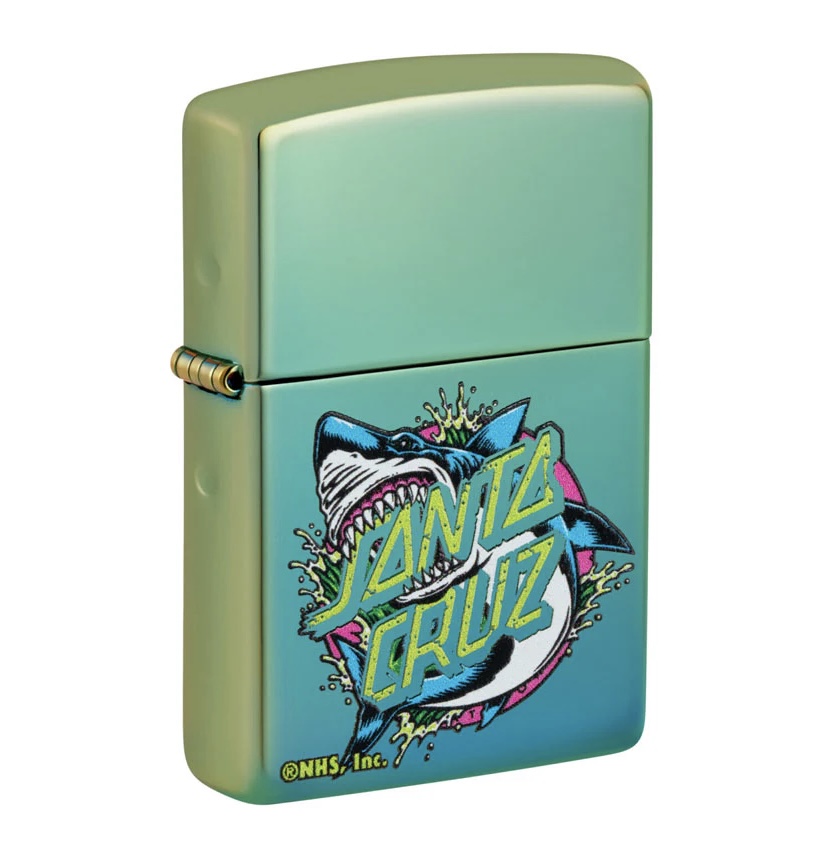 Santa Santa Cruz Skateboards Shark Dot Zippo Lighter – High Polish Teal