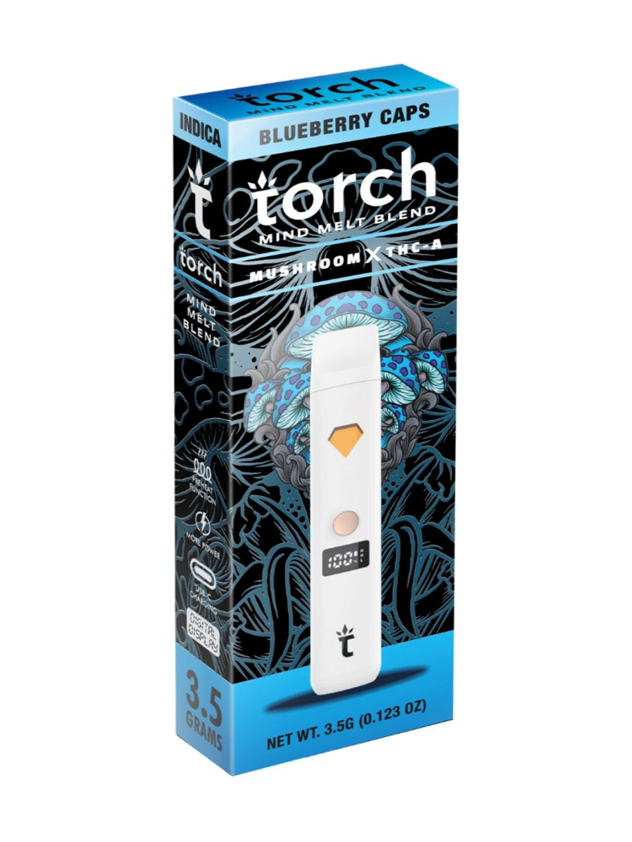Magic Mushrooms Blueberry Caps Torch Mind Melt Mushroom x THC-A Blend White Series Vape 3.5G