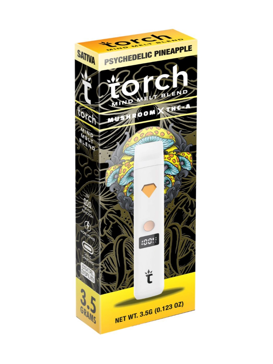 Magic Mushrooms Psychedelic Pineapple Torch Mind Melt Mushroom x THC-A Blend White Series Vape 3.5G