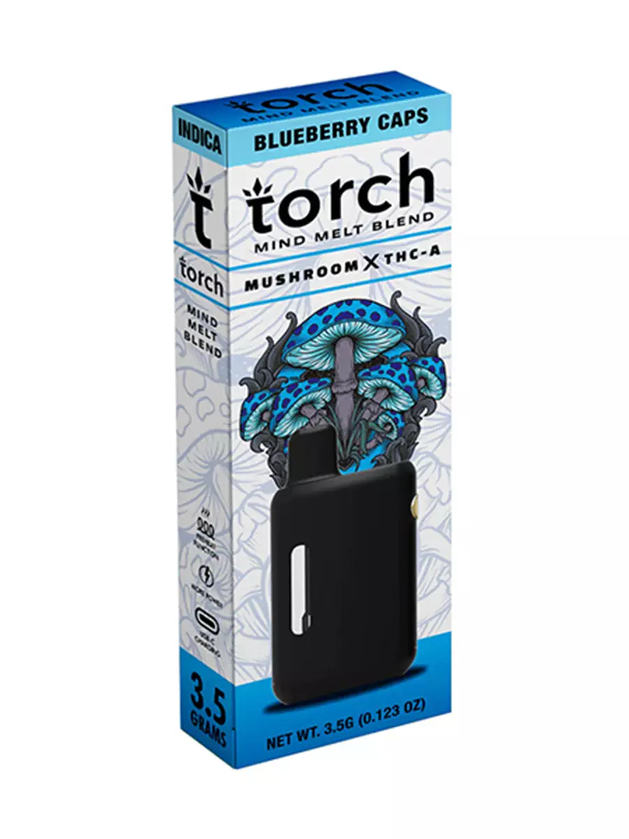 Magic Mushrooms Blueberry Caps Torch Mind Melt Mushroom x THC-A Blend Vape 3.5G