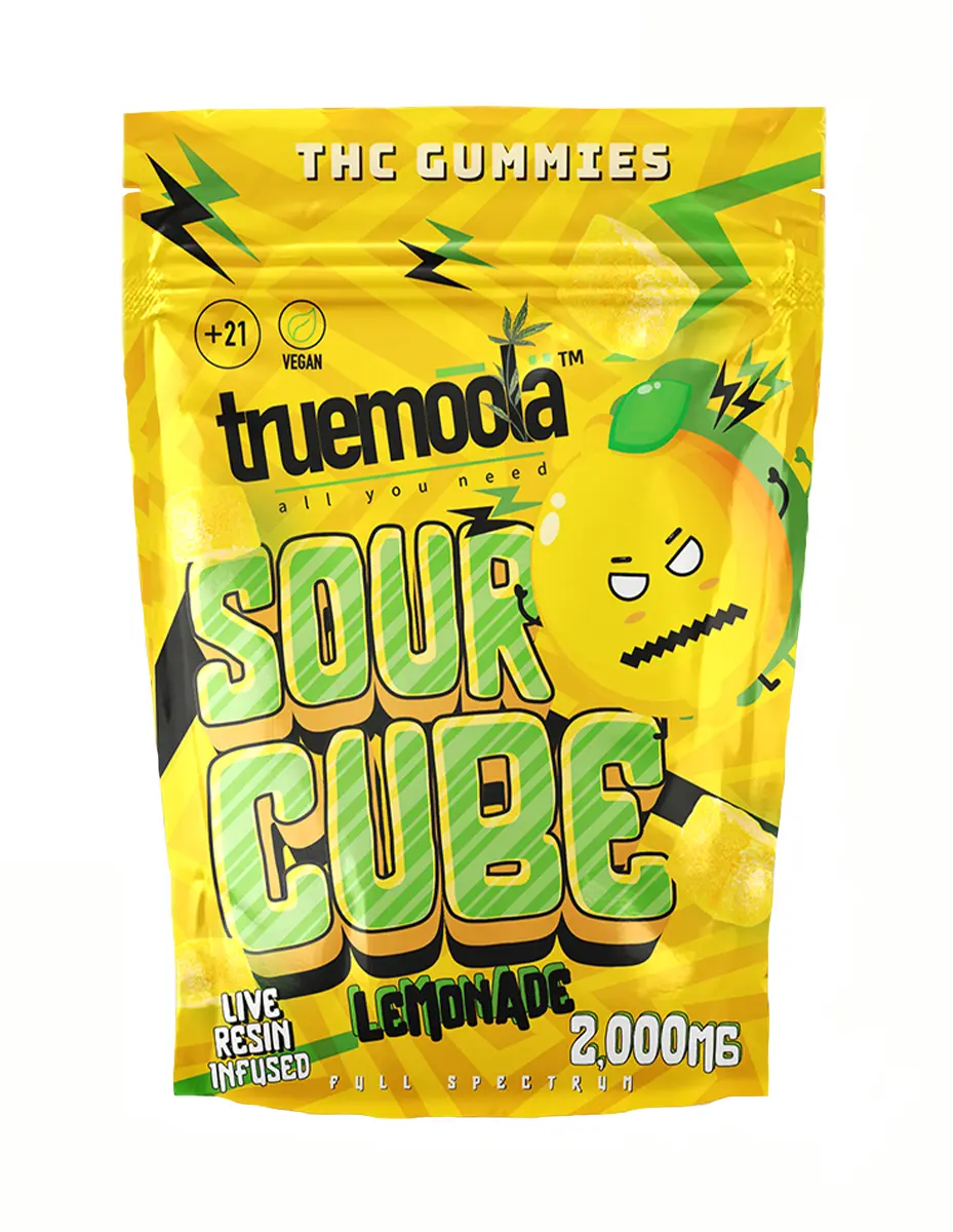 Magic Mushrooms Lemonade Truemoola Sour Cube Live Resin Infused THC Gummies 2000MG