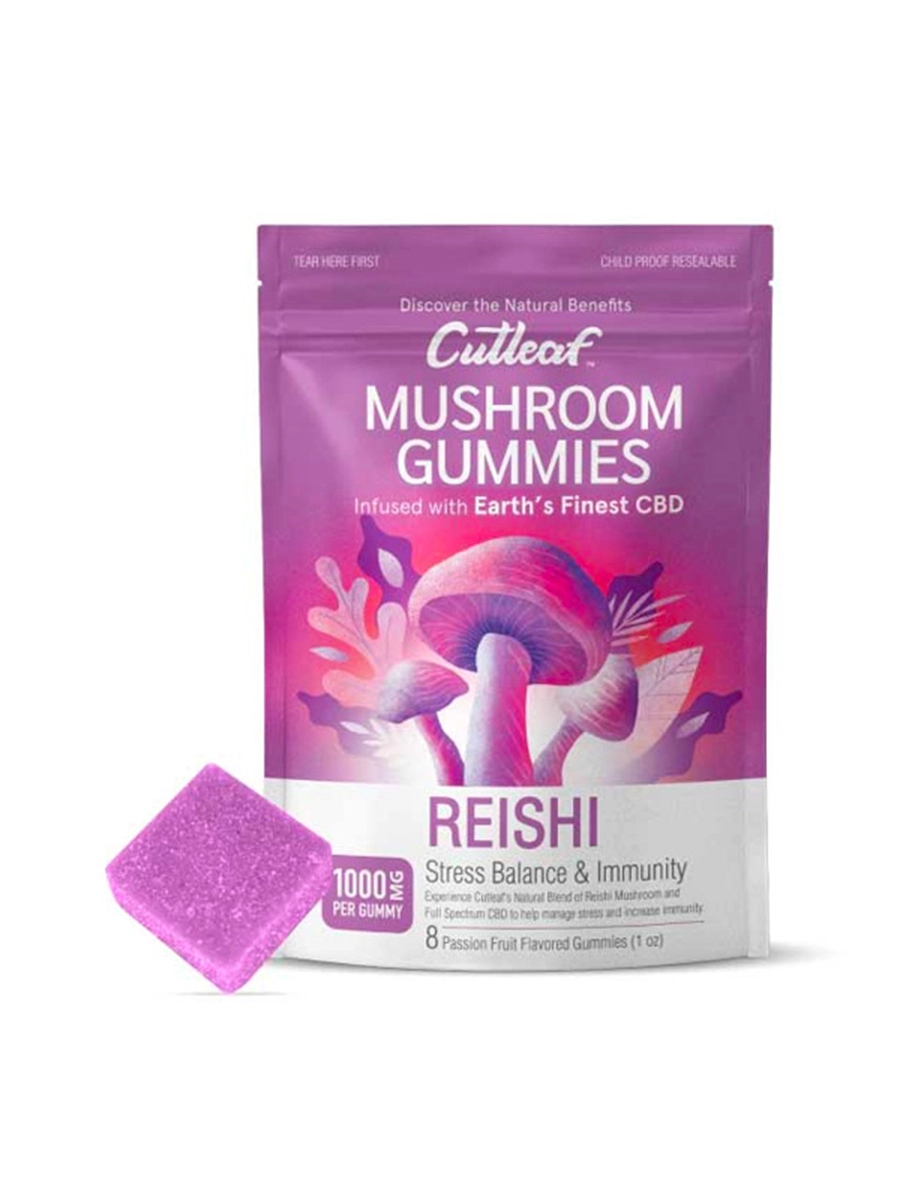 Magic Mushrooms Reishi Passion Fruit Cutleaf Mushroom CBD Gummies 1000mg