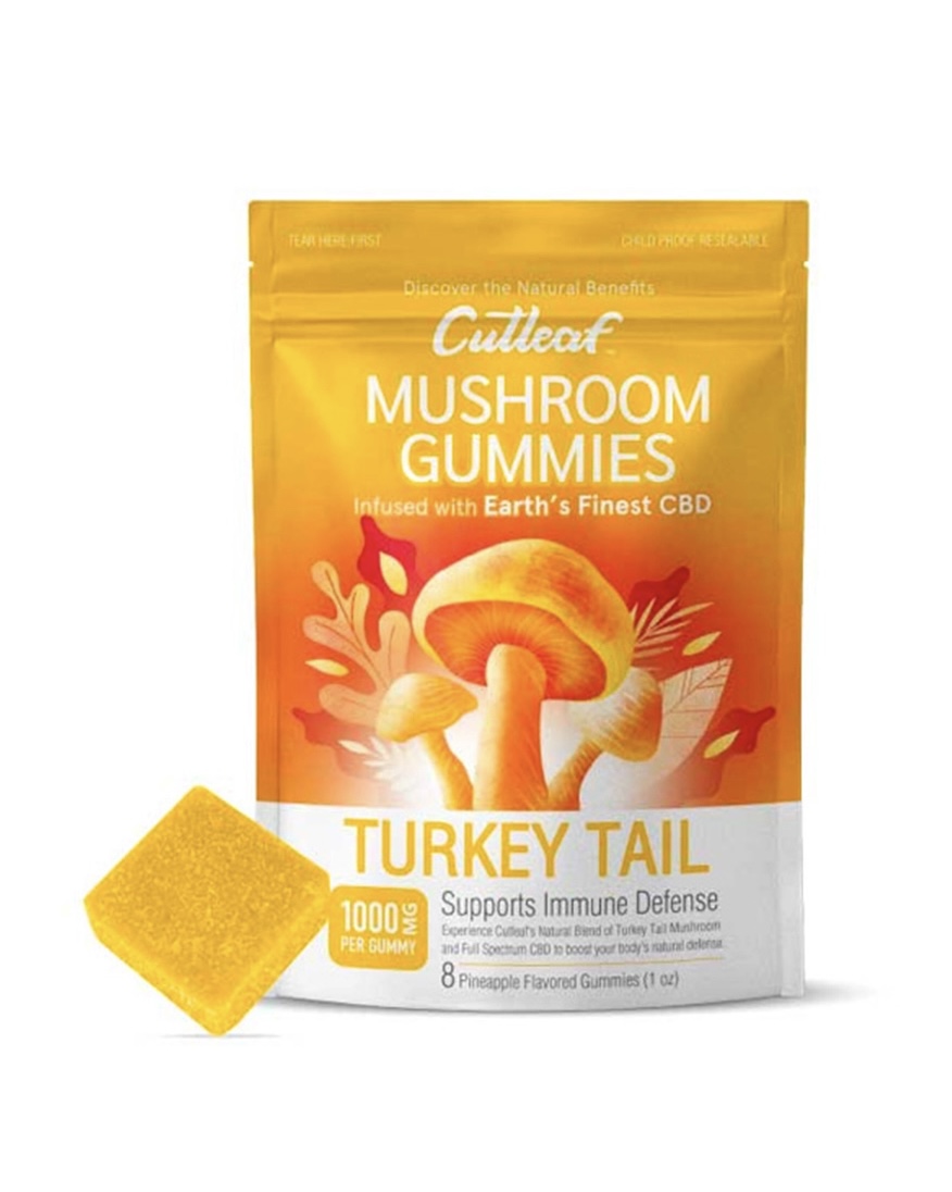 Magic Mushrooms Turkey Tail Pineapple Cutleaf Mushroom CBD Gummies 1000mg