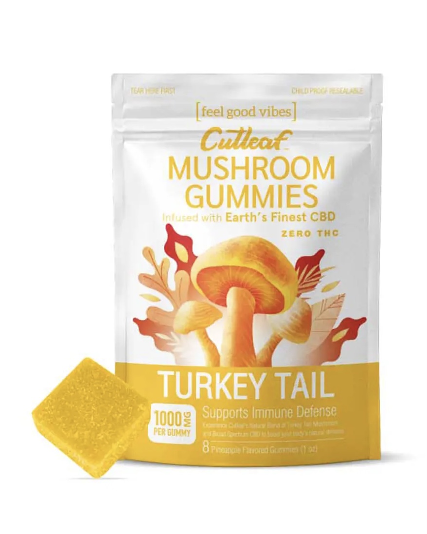 Magic Mushrooms Turkey Tail Cutleaf Mushroom Gummies Zero THC 1000mg