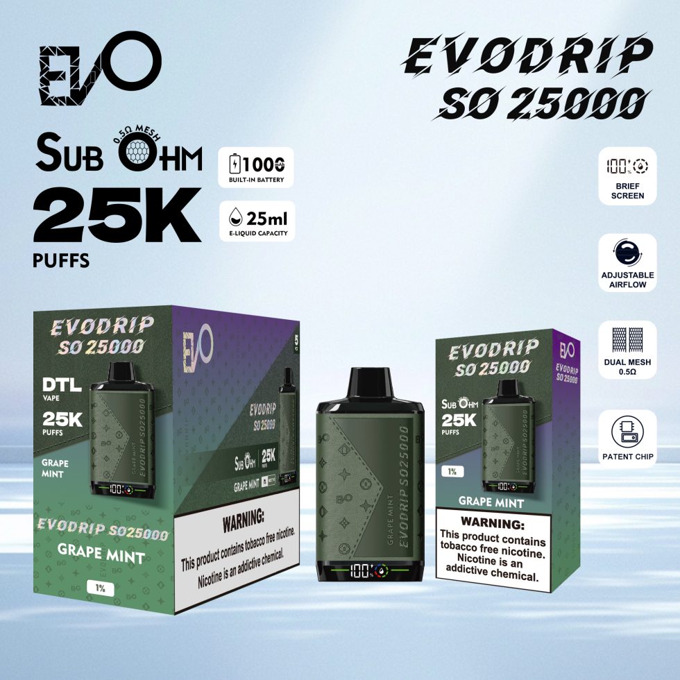 GRAPE GRAPE MINT EVODRIP SO25000 DISPOSABLE ( 5-PACK)
