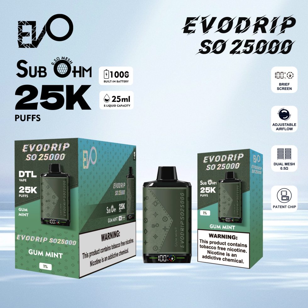 GUM GUM MINT EVODRIP SO25000 DISPOSABLE ( 5-PACK)